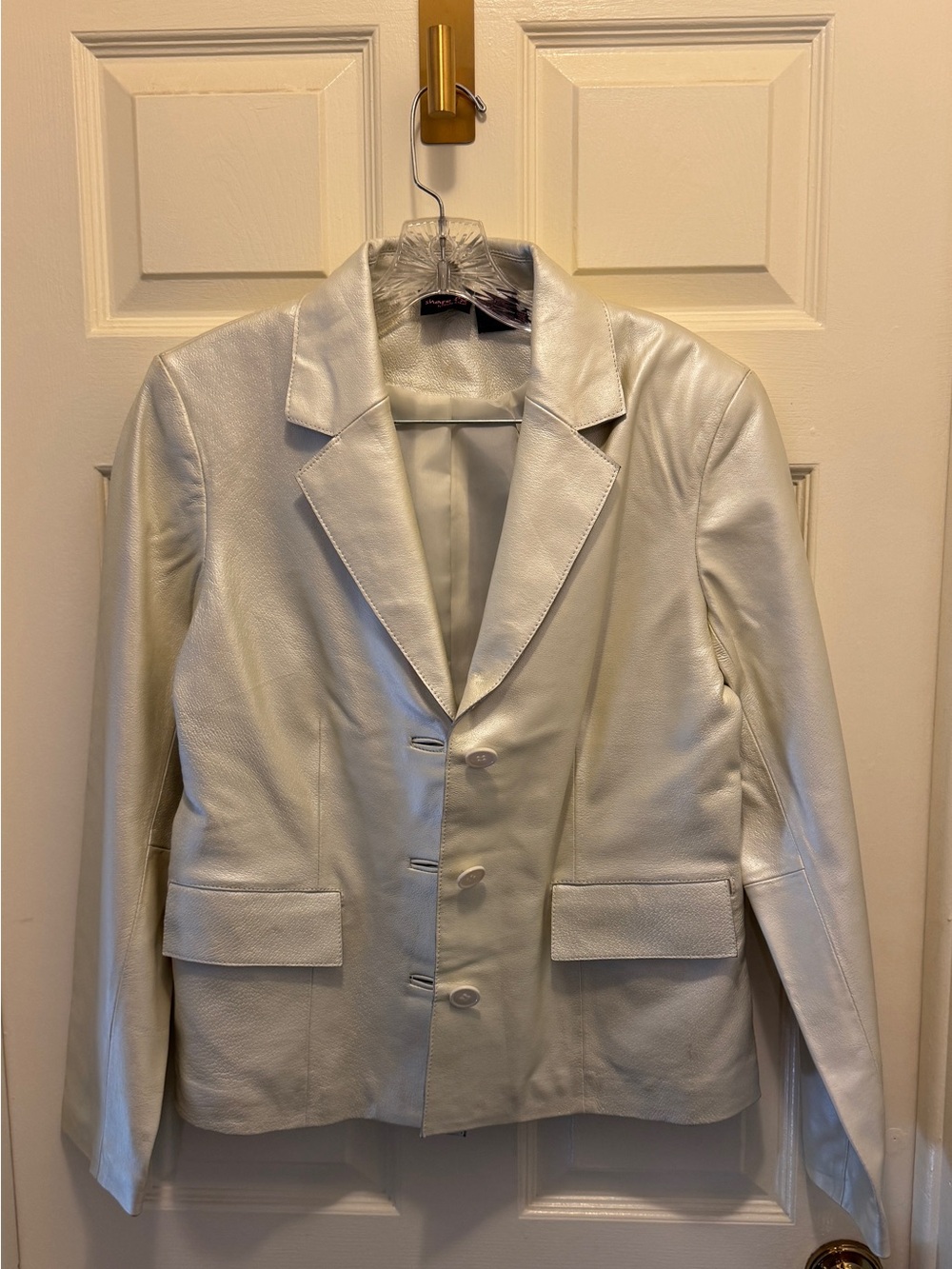 Cream Shape FX 100% Leather Blazer Jacket